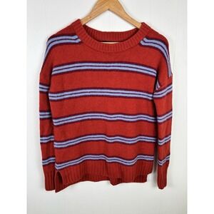 J Crew Womens XXS Orange Stripe Wool‎ Alpaca Blend Pullover Knit Sweater Relaxed